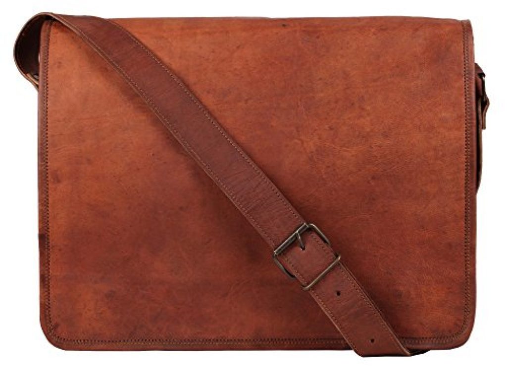 15 Inch Genuine Leather Handmade Vintage Rustic Crossbody Messenger ...