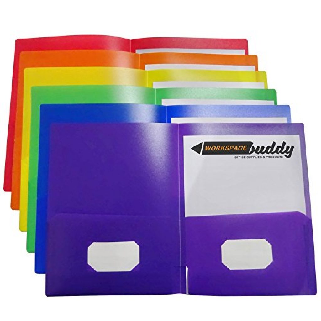 Workspace Buddy Heavy Duty Plastic TwoPocket File Folder for Letter Size and A4 Size Papers