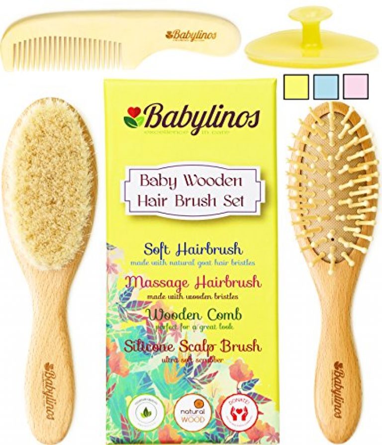 4 Piece Baby Hair Brush Set with Baby Brush, Cradle Cap Brush or Scalp