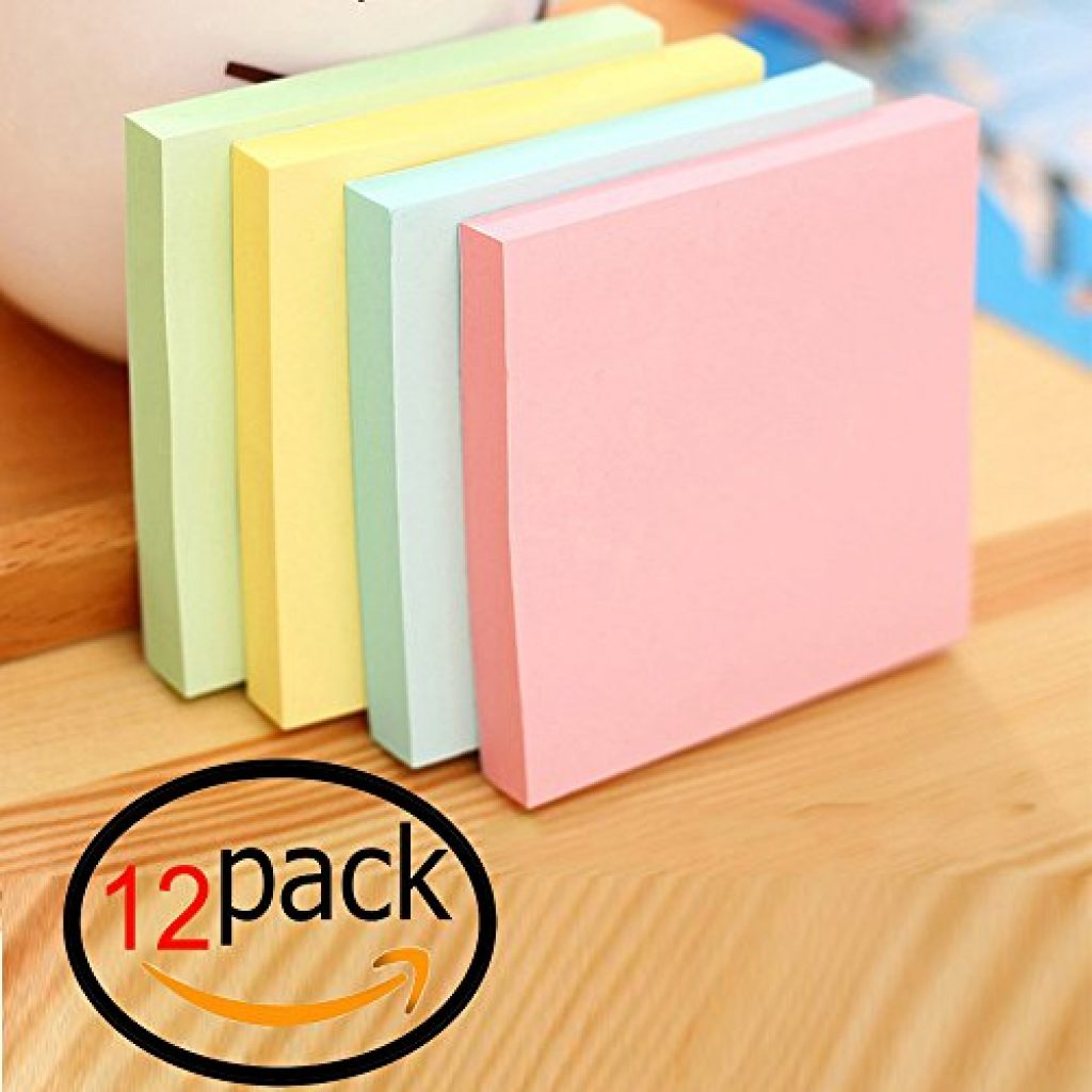 Sticky Notes, 4 Candy Colors Self-Stick Notes 100 Sheets/Pad 3 inch X 3 ...