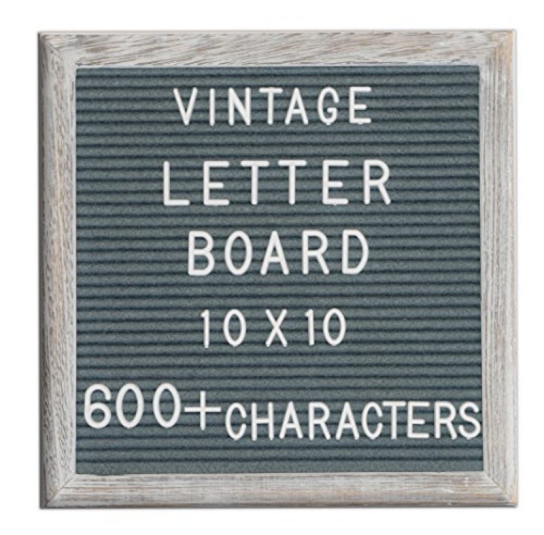 Changeable Letter Board Dark Grey Felt 10×10 Inches. Changeable Wooden