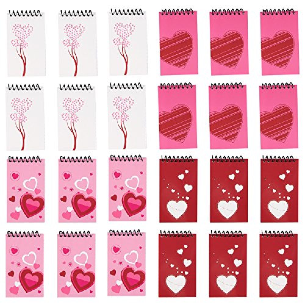 Spiral Bound Notebook 24Pack Mini Notepads, Valentines Day Pocket