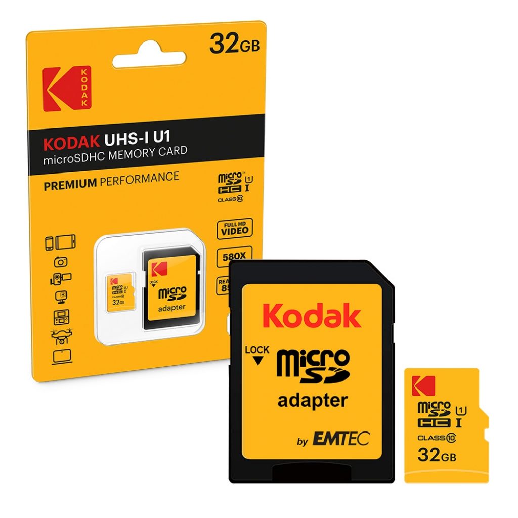 Kodak Micro SD Micro SDHC Memory Card U1 Class 10 with Full Size SD