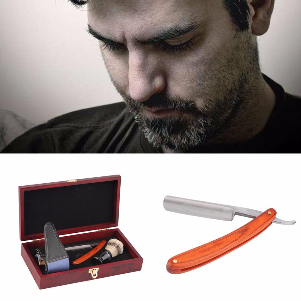 New arrival Straight Razor Shaving Knife Brush and Leather Strop Wood