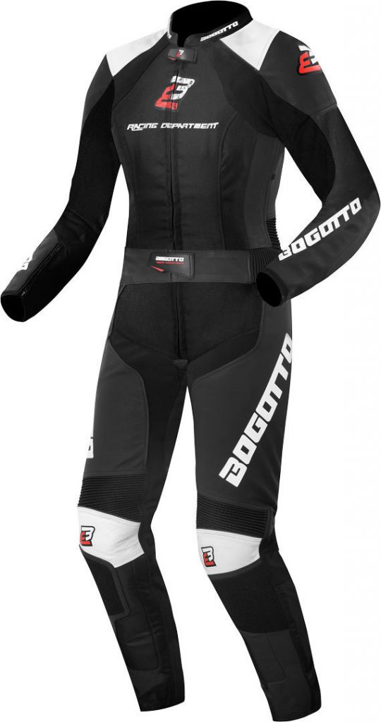 Bogotto Losail Two Piece Ladies Motorcycle Leather Suit, blackwhite