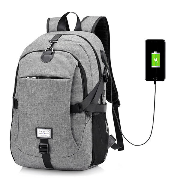Men Nylon Large Capacity Laptop Backpack Travel Bag with USB Charging ...