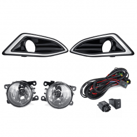 LED Daytime Running Lights DRL Front Fog Lamps with Bulbs Wiring Harness For Ford Edge 2015-2018