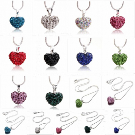 Fashion Women Crystal Heart 925 Sterling Silver Snake Chain