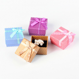 Cardboard Ring Boxes, Square, with Sponge, Mixed Color, 5.1×5.1×3.1cm