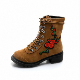 Floral Embroidery Ankle Boots