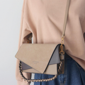 Women Faux Leather Irregular Shape Shoulder Bag Square Bag