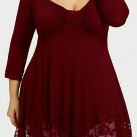 Size Solid Vneckline Casual Aline 34 Down Blouses