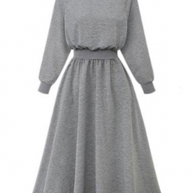 Gray Size Solid Round Neckline Plus Size Summer Dresses