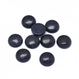 Synthetic Blue Goldstone Cabochons, Half Round, 8×3.5mm