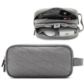 Men Women Multifunction Earphone Double Zippers Storage Bag