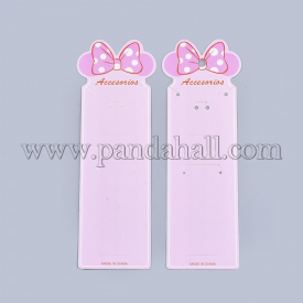 Cardboard Display Cards, Used For Necklace, Earrings, Rectangle with Bowknot Pattern, PearlPink, 26.7x9cm