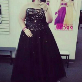 Free Shipping on Chicloth Ball Gown One-Shoulder Sleeveless With Beading Floor-Length Tulle Plus Size Dresses