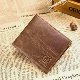 Bullcaptain Men Genuine Leather Thin Card Holder Wallet