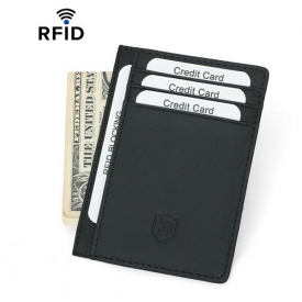 Men RFID Genuine Leather Thin Money Clip Coins Bag