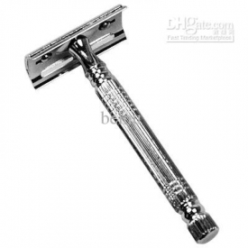 Men's Personal Shaving Classic Chrome Plated Double Edge 3-Pc.Safety Razor w/ Blade & Case
