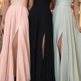 Elegant Halter Lace Evening Black Long Prom Dresses 2020