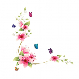 Butterfly Flower Vine Wall Art Sticker for Home Decoration Removable Decals