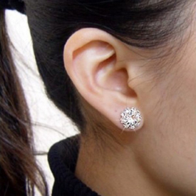 Sunflower Shape Rhinestoned Stud Earrings