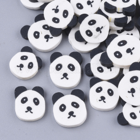 Handmade Polymer Clay Cabochons, Bear, White, 9~12×9~10×1.5~2mm; about 4345pcs/1000g