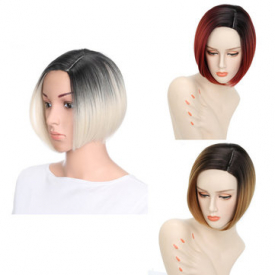 Gradient Color Short Straight Bobo Synthetic Wig