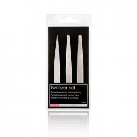 Salon Services 3 Piece Tweezer Set Silver Pack of 3 9.5cm