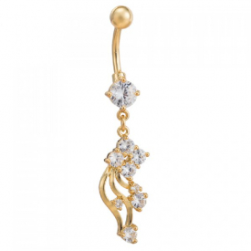 Chic Rhinestone Clover Tassel Navel Button For Women