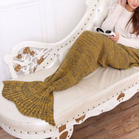 Women’s Super Soft Knitted Mermaid Tail Blanket in Ginger