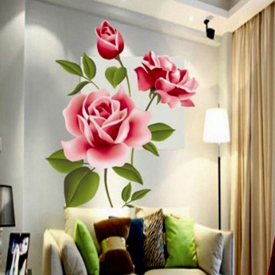 3D Rose Flower Romantic Love Wall Sticker Removable Decal Home Decor Living Room Bed Decals Mother’s Day Gift