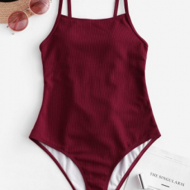 ZAFUL Ribbed Lace Up One-piece Swimsuit