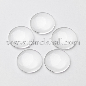 (Old Sku: GGLA-G006)Transparent Glass Cabochons, Clear Dome Cabochon for Cameo Photo Pendant Jewelry Making, Clear, 17.5~18x5mm