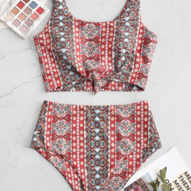 ZAFUL Knot Printed Bohemian Tankini Swimsuit