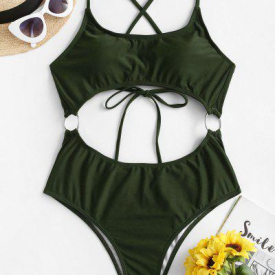 ZAFUL O Ring Criss Cross Monokini Swimsuit