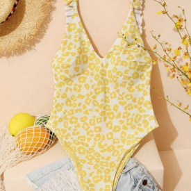 ZAFUL Reversible Leopard Dalmatian Heart Valentine One-piece Swimsuit