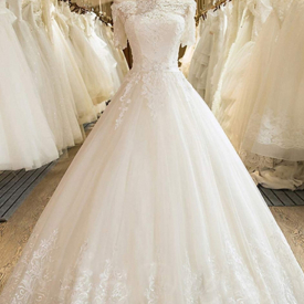 Ball White Long Sleeve Mermaid Wedding Dress With Train