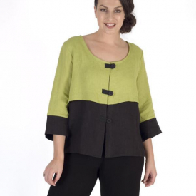 Apple/Blck Block Colour Linen Jacket