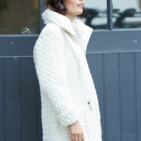Chesca Cream Cable Emb Quilt Coat