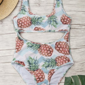 Cut Out Pineapple One-piece Swimwear