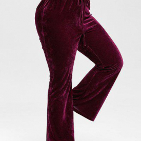 Plus Size Velvet Drawstring Bootcut Pants