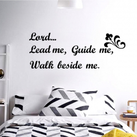 DSU Christian Quotes Wall Decor Lord Lead Me Guide Me Walk Beside Me Vinyl Art Mural Decal for Living Room Decoration