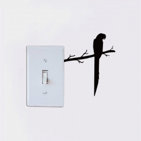 DSU  Natural Style Cute Sitting Parrot Switch Sticker Cartoon Animal Vinyl Wall Sticker