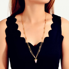 Fashion Gold Multi-layer Triangle Resin Pendant Long Necklace