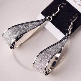 Water Drop Style Matting Silver Earrings