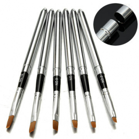 6Pcs Acrylic Detachable UV Gel  Flat Nail Brushes Manicure Pen