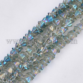 Electroplate Glass Beads Strands, Petunia, Colorful, 6x8x8mm, Hole: 0.9mm; about 150pcs/strand, 25.1″