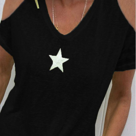 Geometric Casual Vneckline Short Sleeve Plus Size Tops